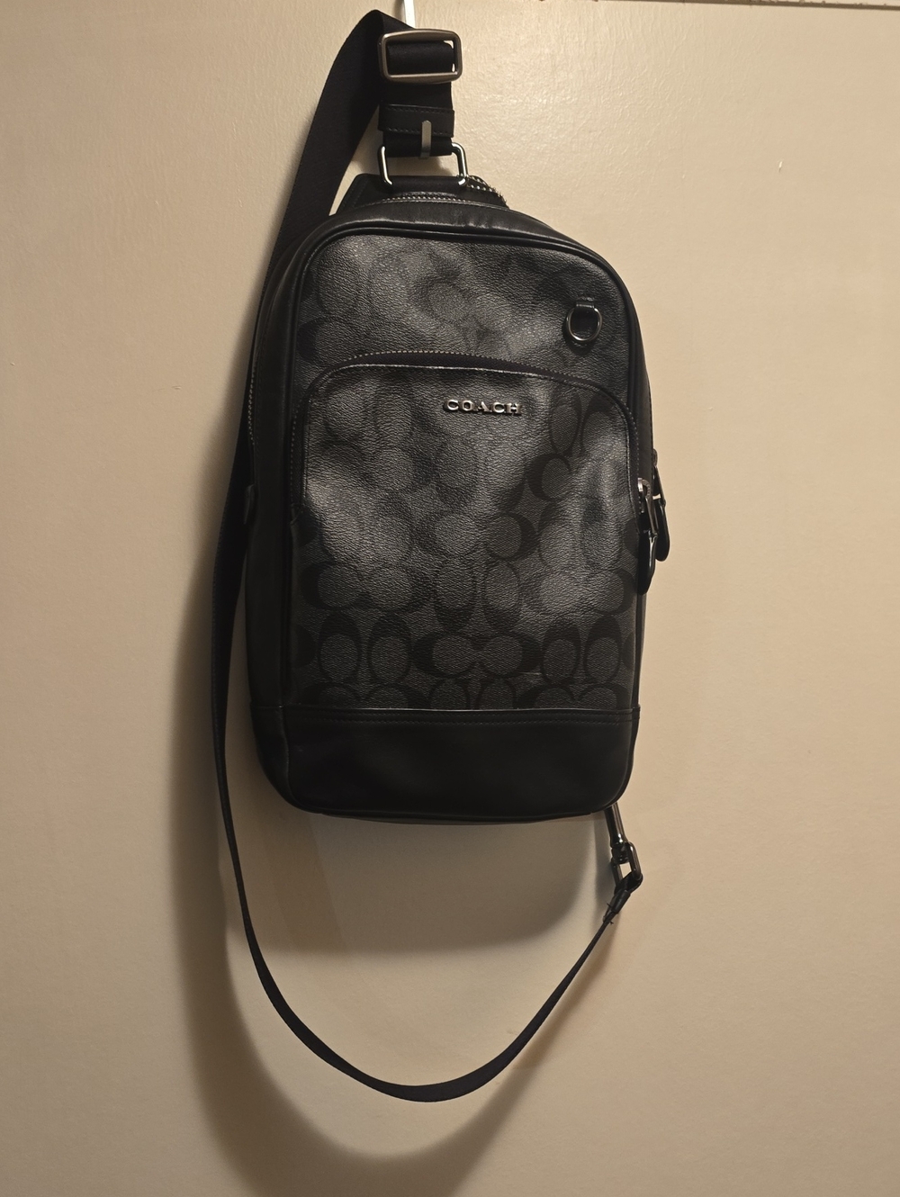 Coach Graham Black Signature Sling Bag for Men